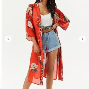 Forever 21 Chiffon Floral Kimono NWT
